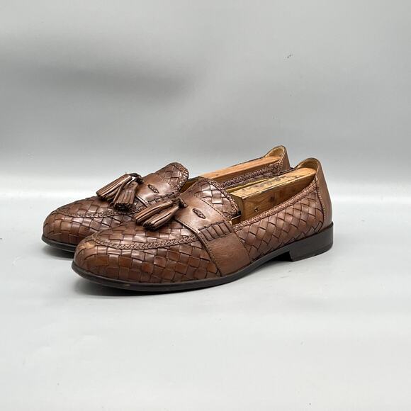 Cole Haan Shoes Mens 10.5 Brown Leather Woven Tassel Loafers Slip On Dress main image 7